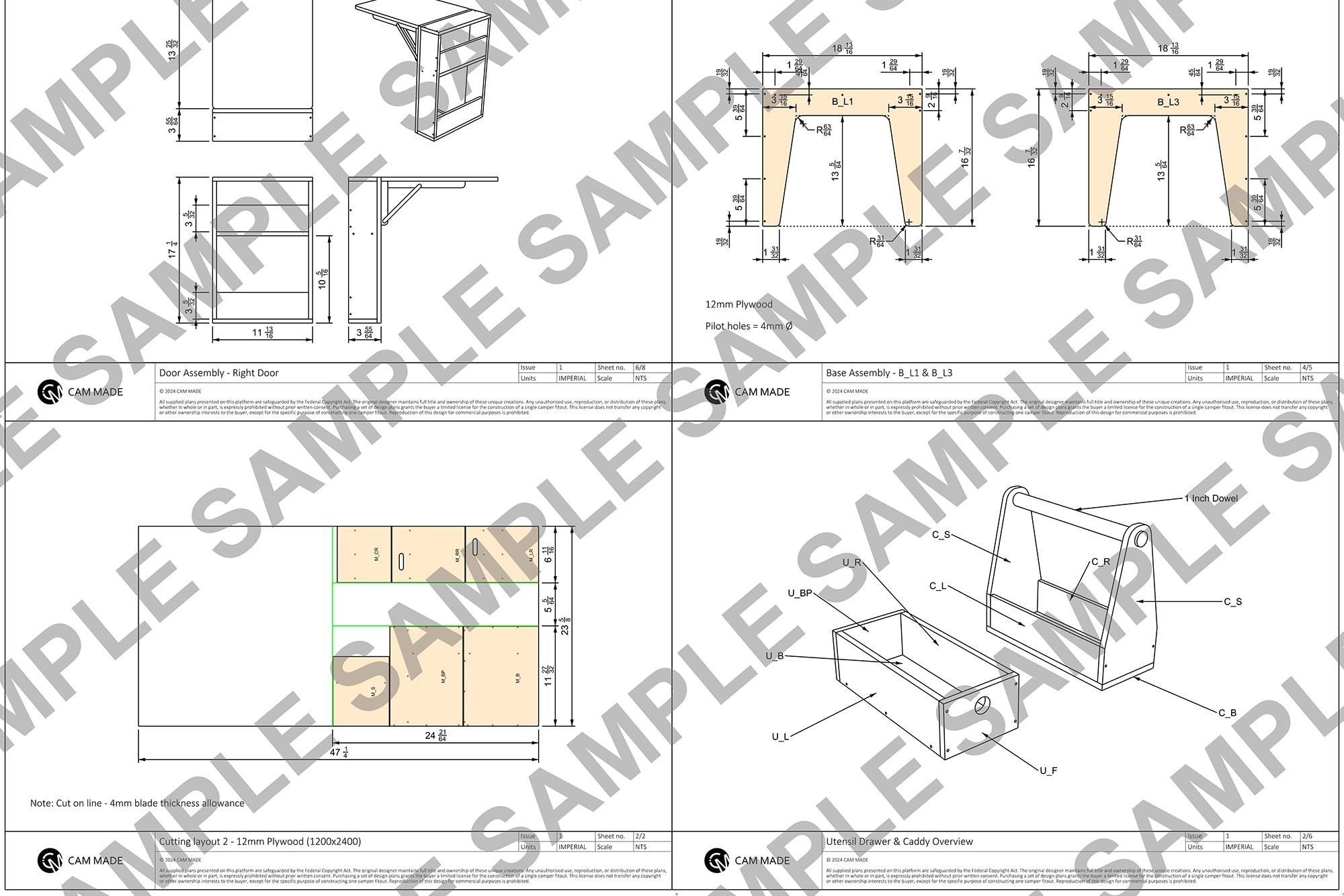 Portable Camp Kitchen Plans (Inches)