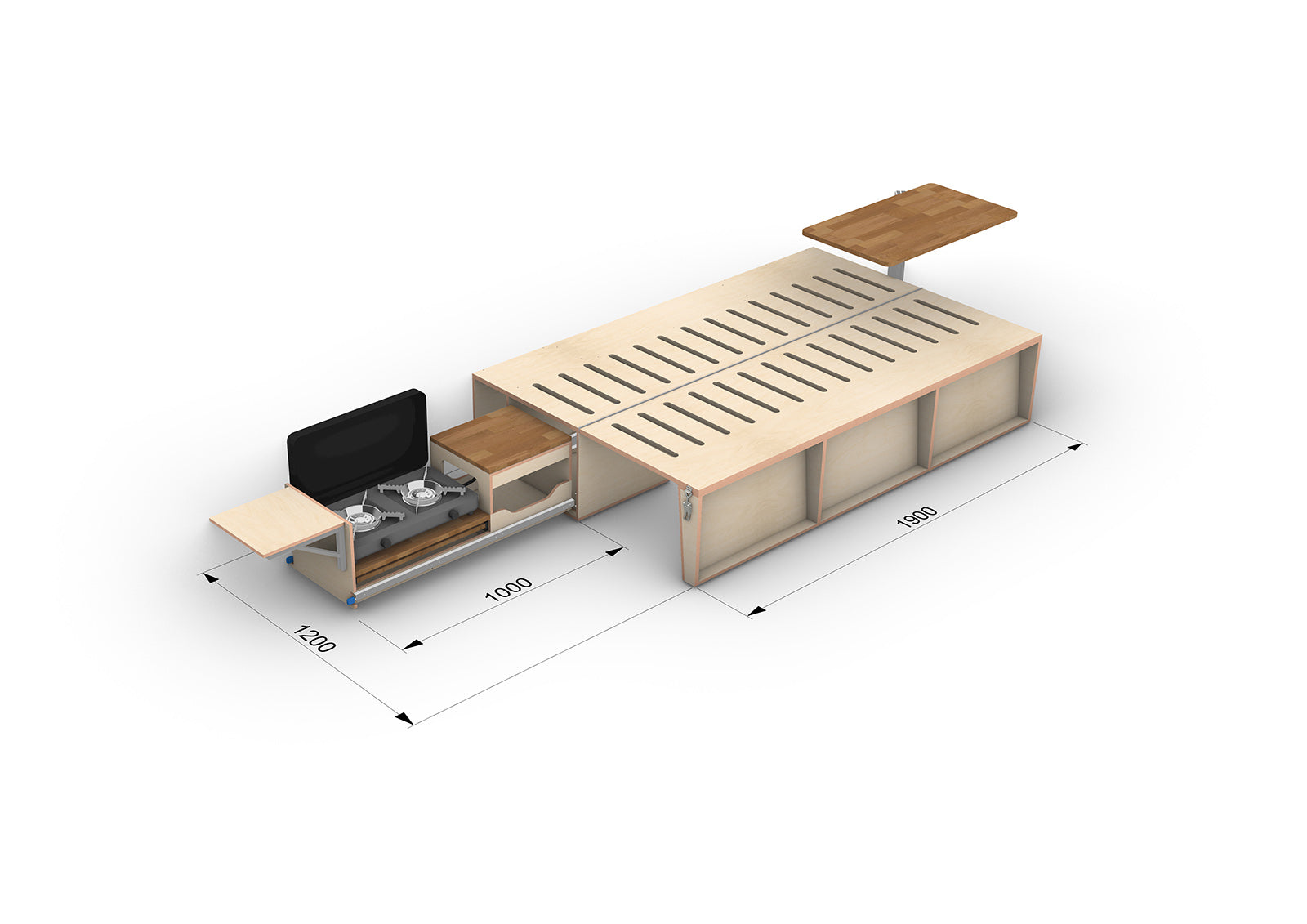 Campervan Conversion Folding Couch & Bed Plans (Left Side)
