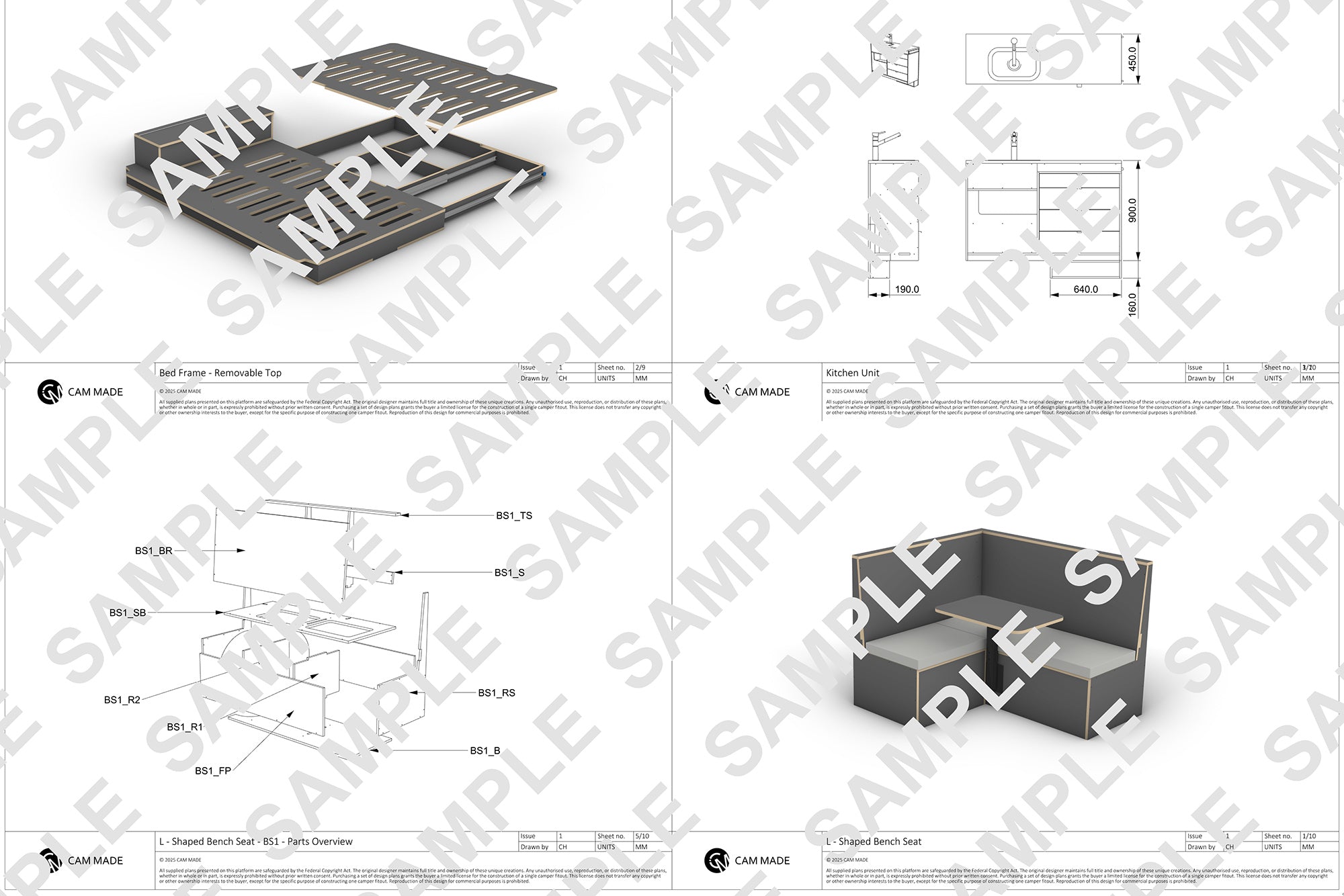 Mercedes Sprinter 144 MWB Campervan Conversion Plans (RHD)