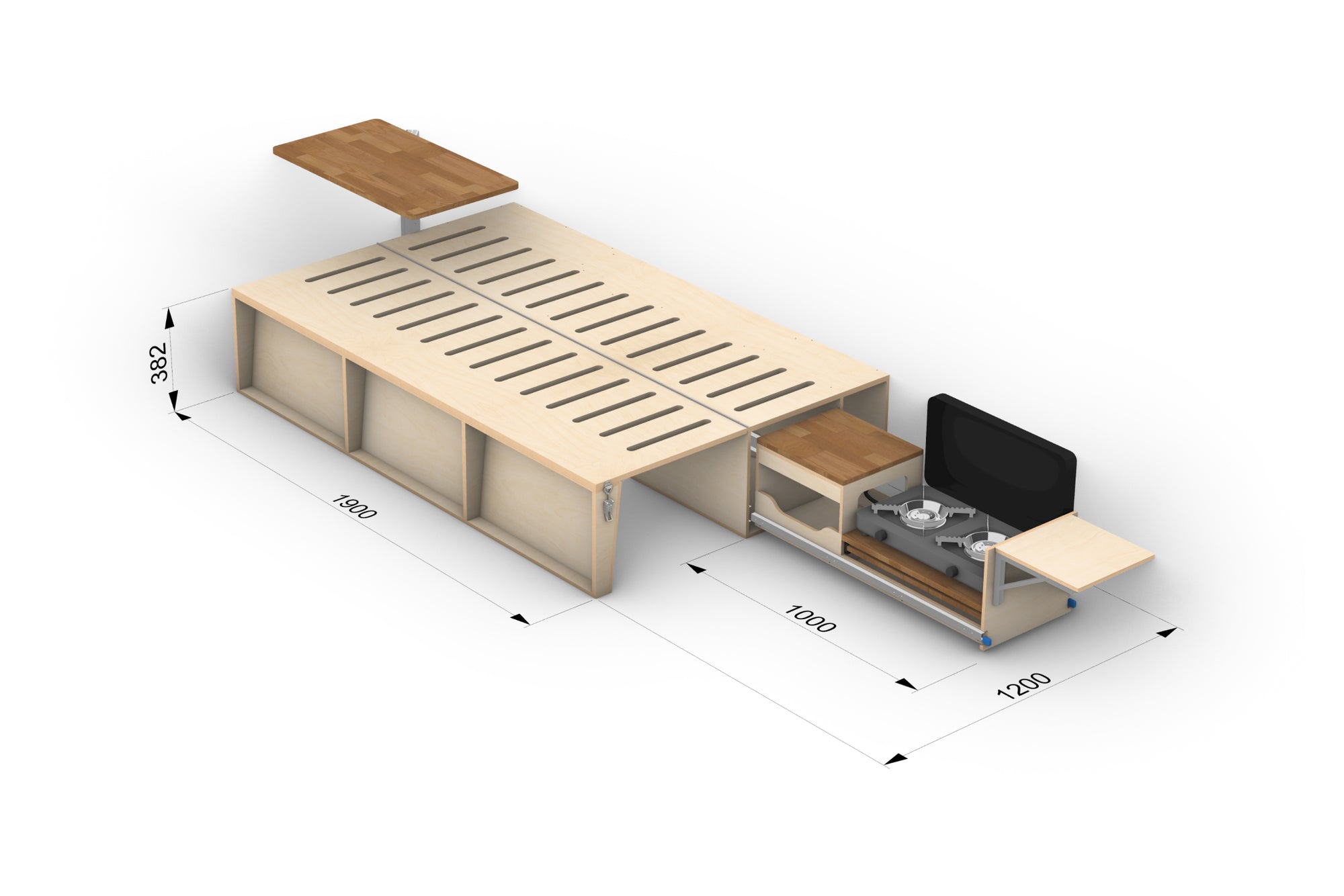 Plans de canapé et lit de camping-car (côté droit) – Canapé pliant de van DIY | Fichiers CNC DXF