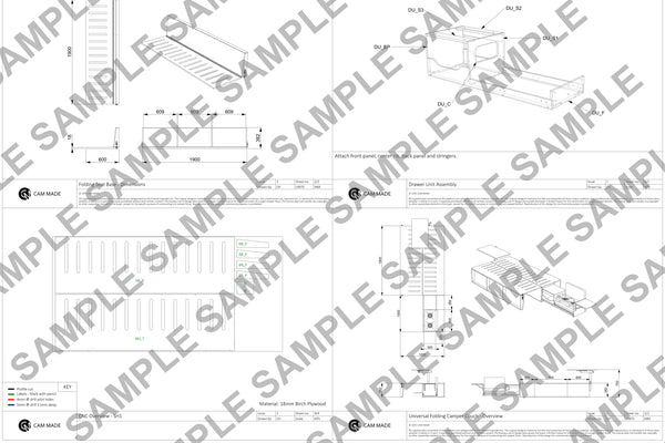 Plans de canapé et lit de camping-car (côté droit) – Canapé pliant de van DIY | Fichiers CNC DXF