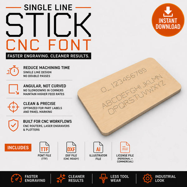 Stick Font for Machine Engraving