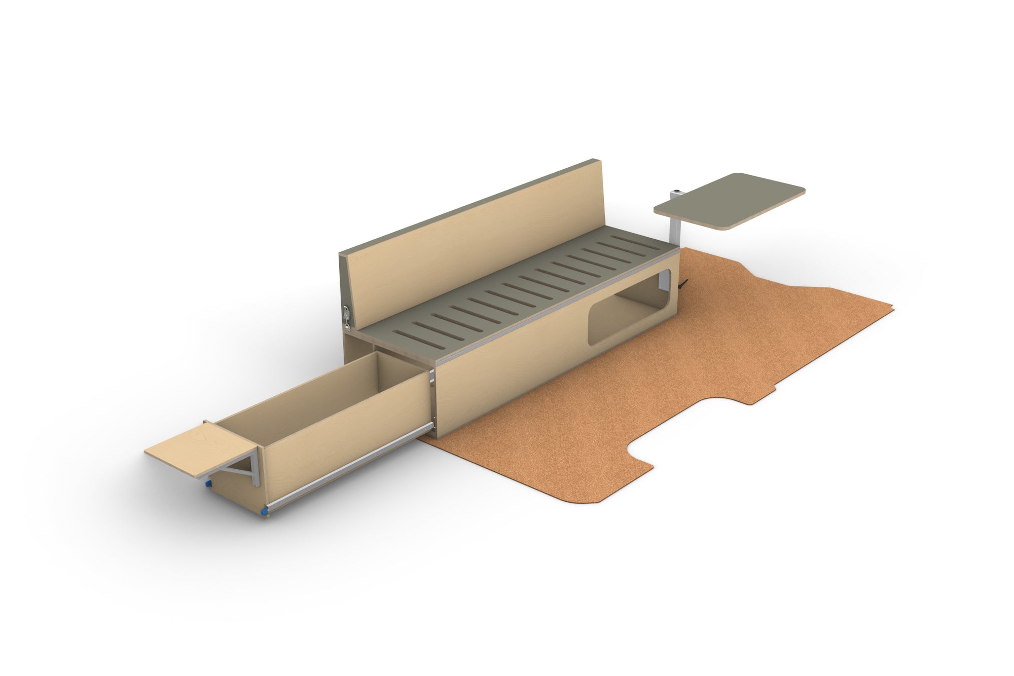 Folding Camper Couch with Storage (Left Side)