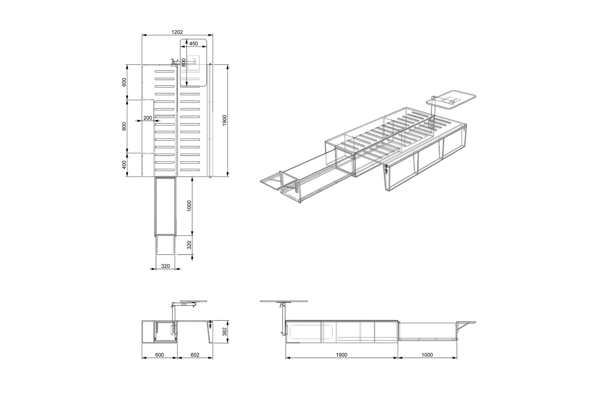 Folding Camper Couch with Storage (Left Side)