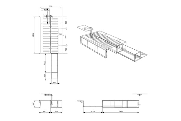 Folding Camper Couch with Storage (Right Side)