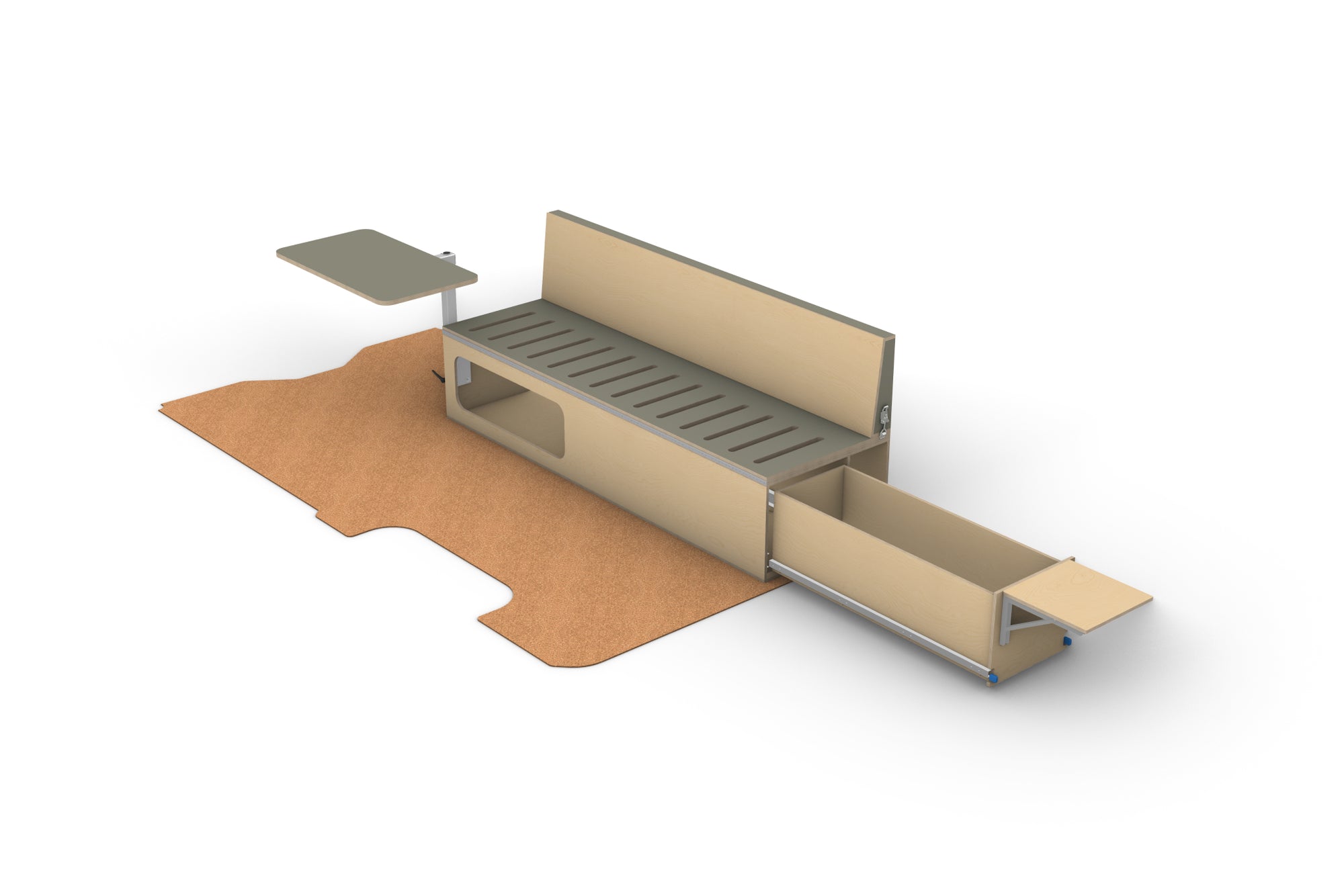 Folding Camper Couch with Storage (Right Side)