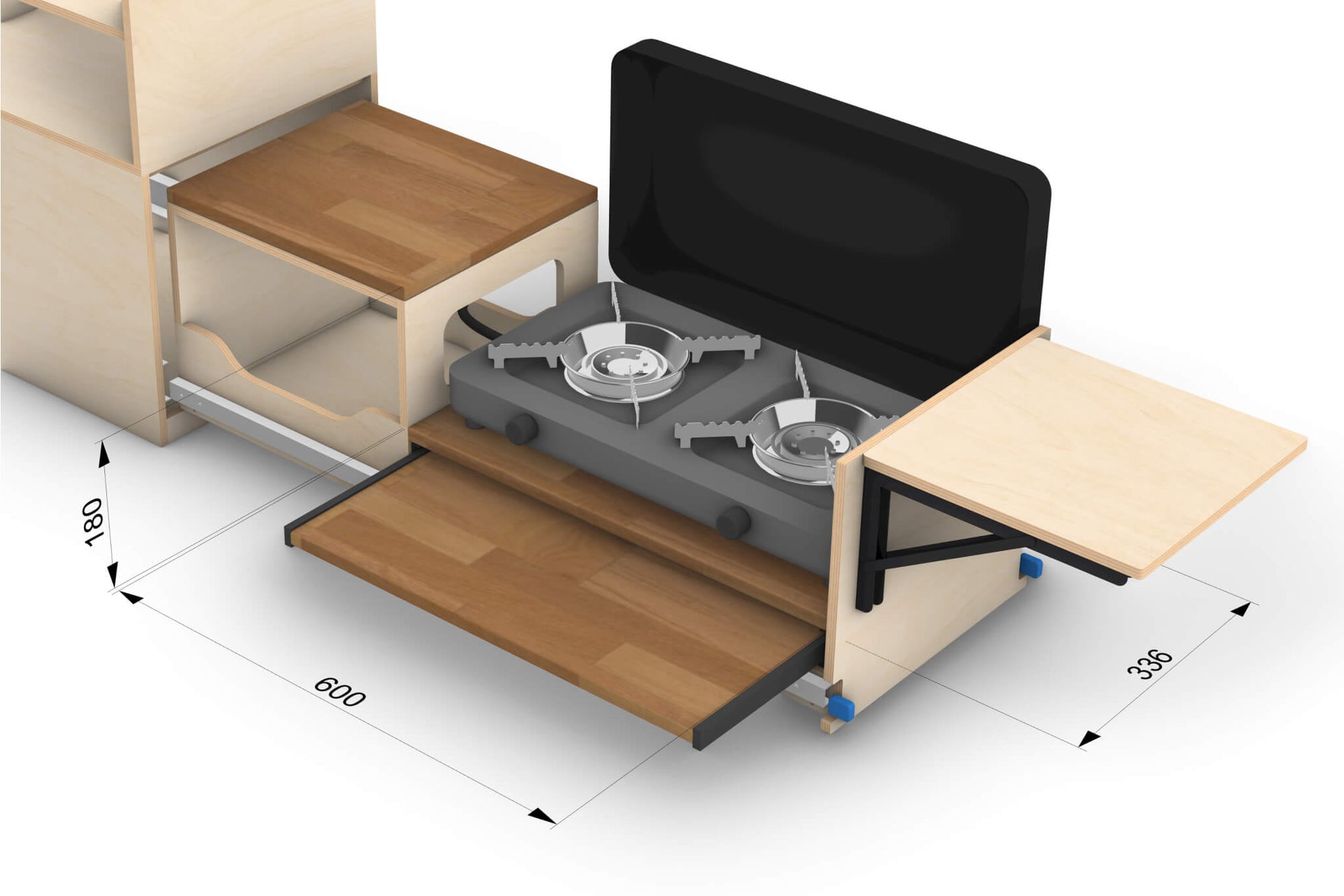 Pull-Out Campervan Conversion Kitchen Plans (Right Side)