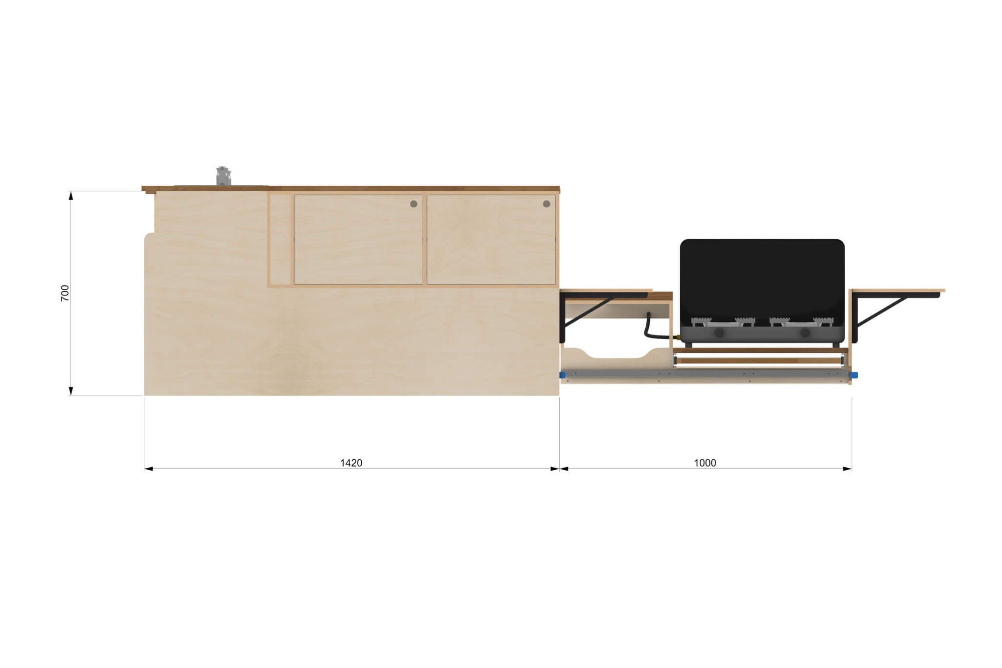 Pull-Out Campervan Conversion Kitchen Plans (Right Side)