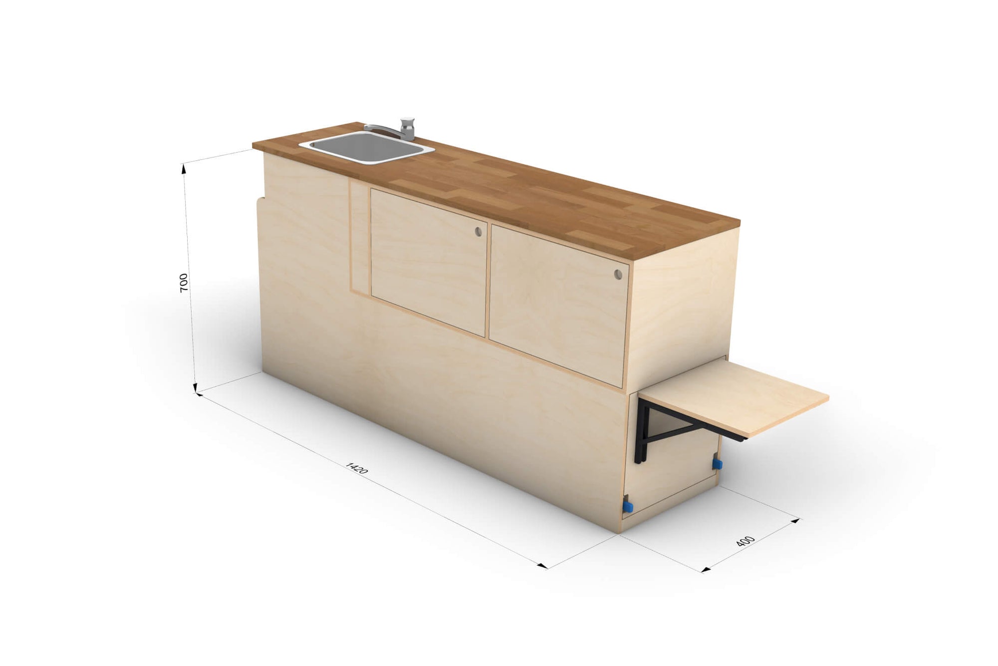 Pull-Out Campervan Conversion Kitchen Plans (Right Side)