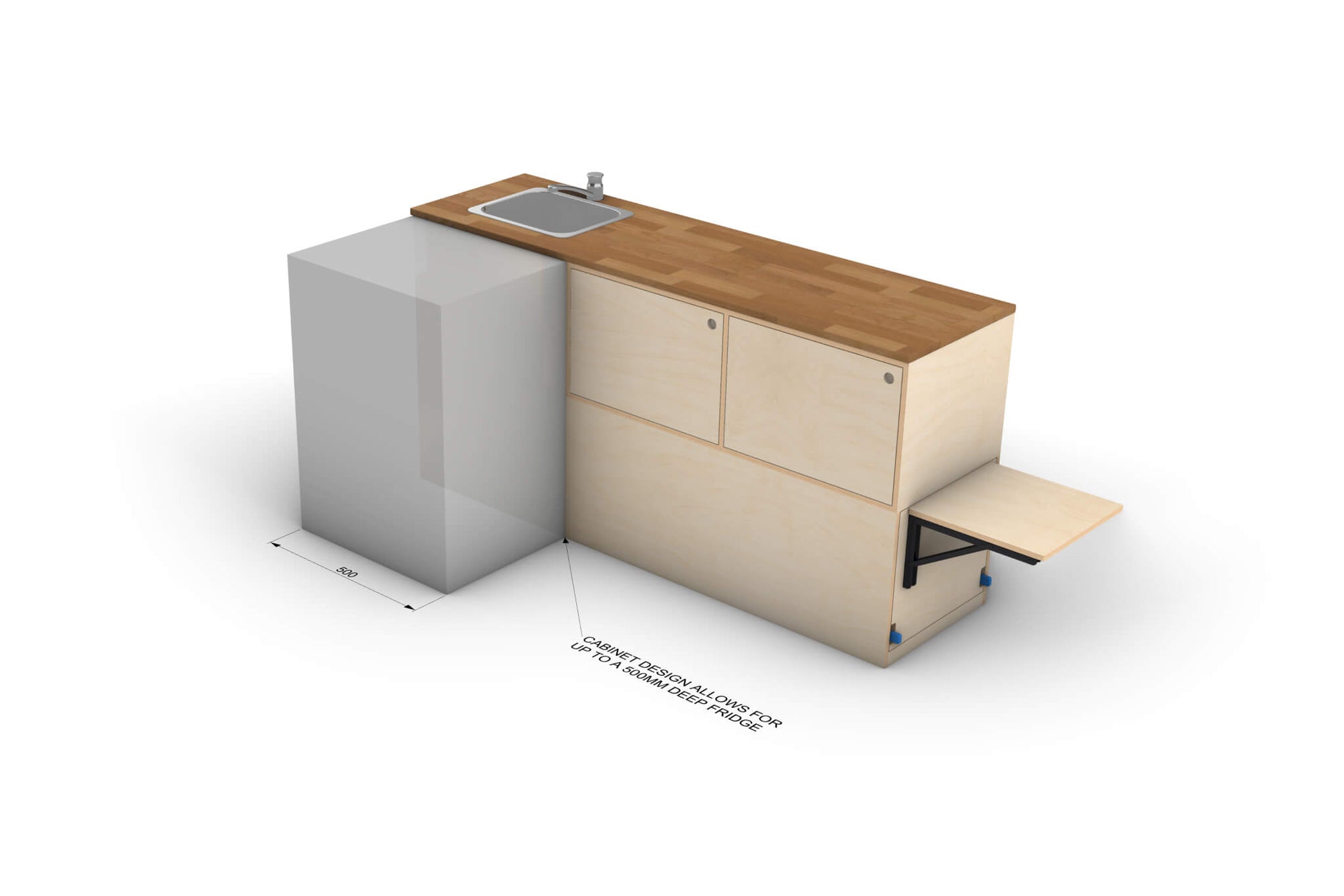Pull-Out Campervan Conversion Kitchen Plans (Right Side)
