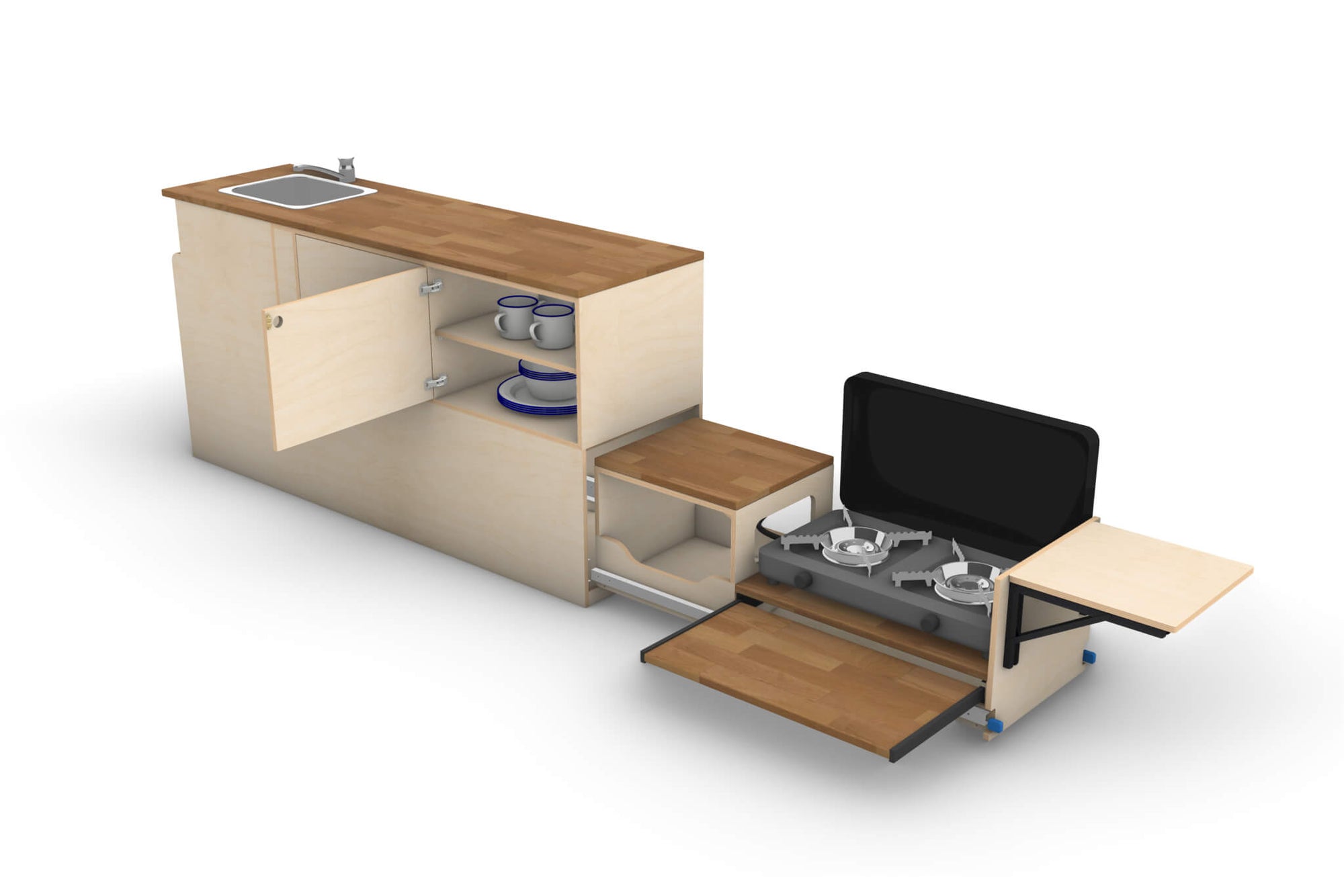 Pull-Out Campervan Conversion Kitchen Plans (Right Side)