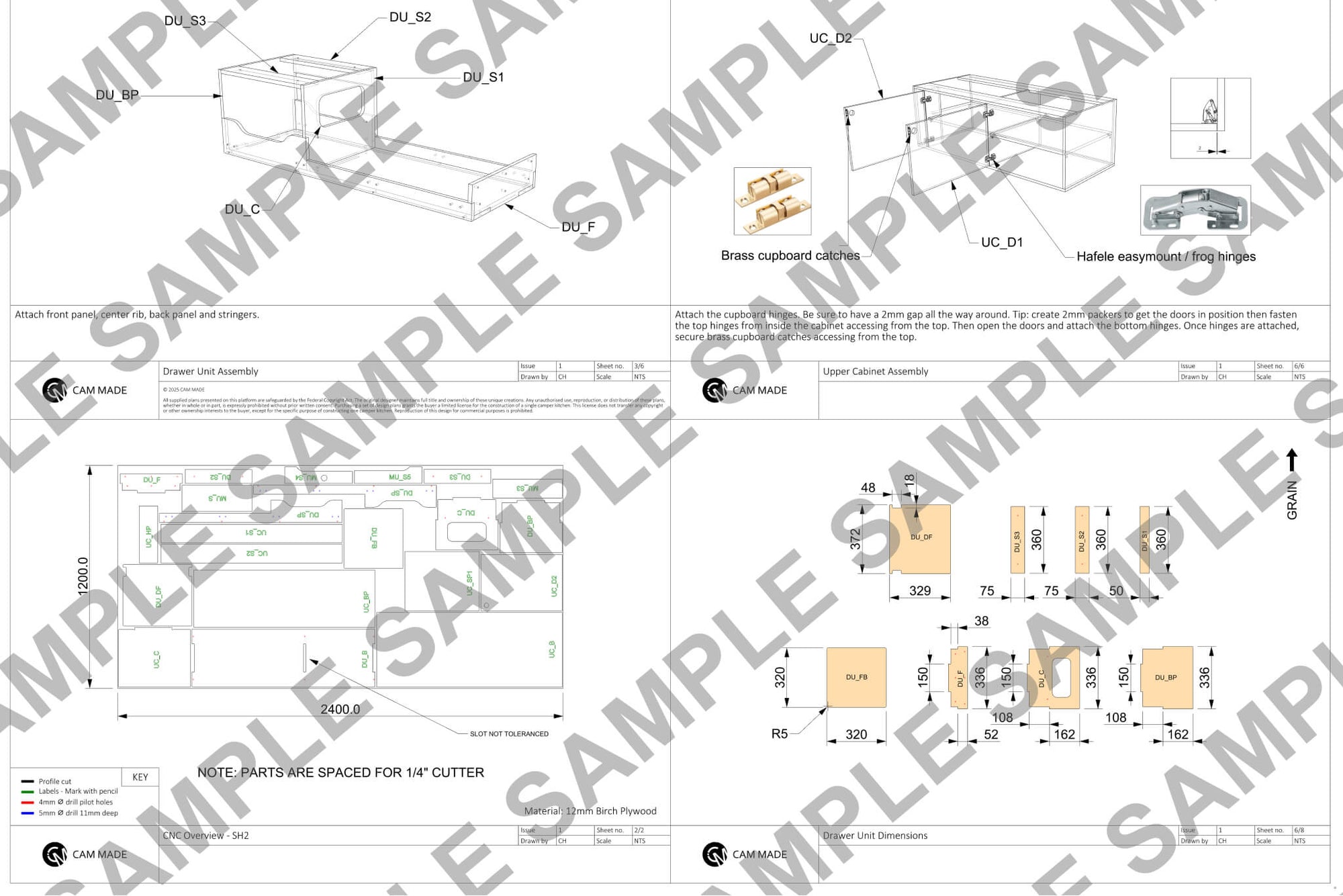 Pull-Out Campervan Conversion Kitchen Plans (Right Side)