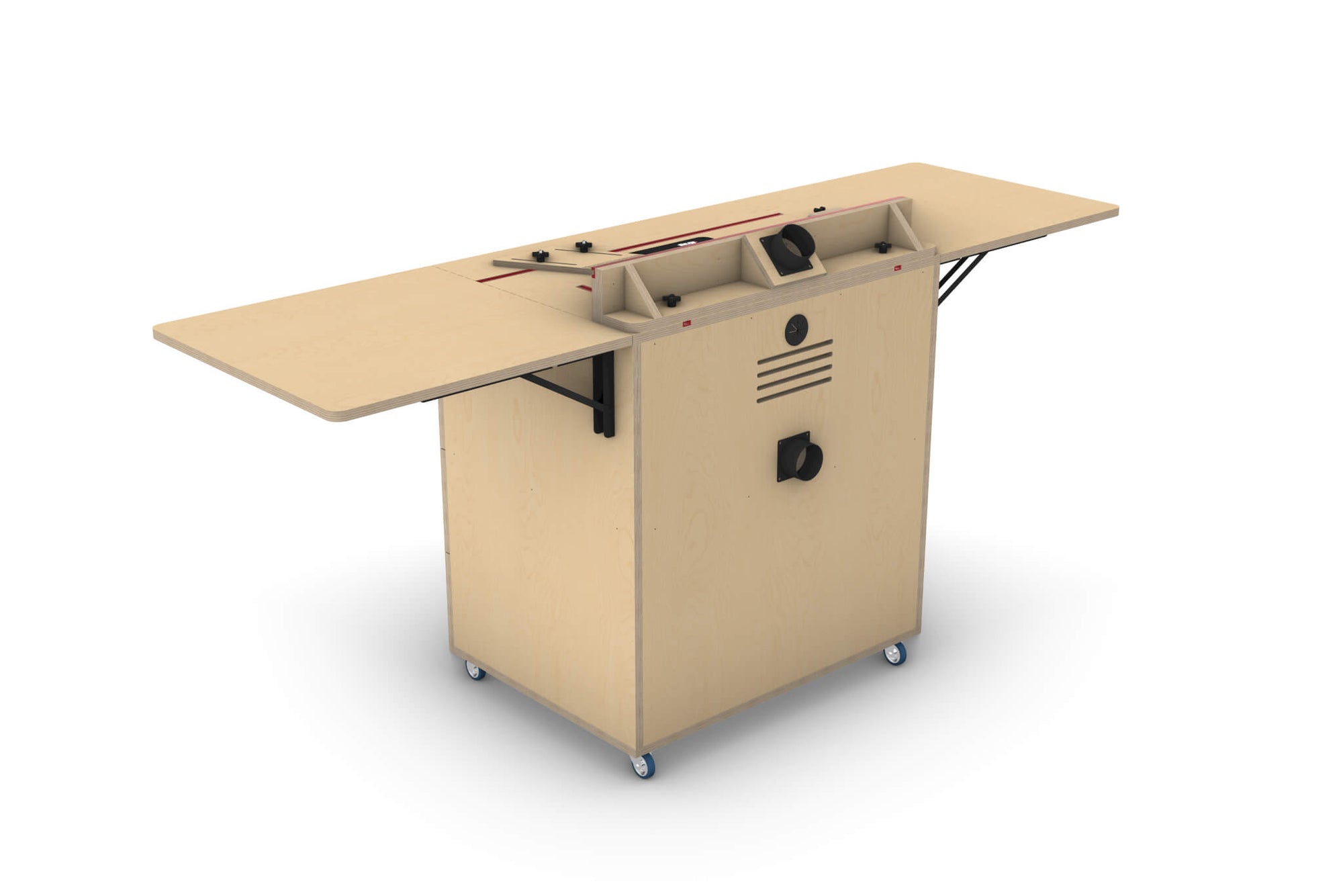 Back view render of Router Trolley plans by Cam Made.