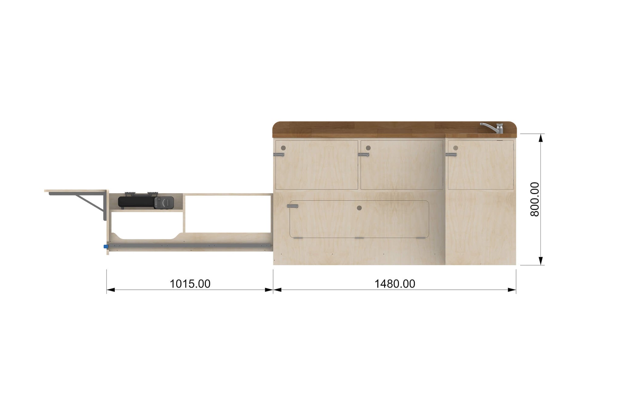 Campervan Slide-Out Kitchen Plans (Left Side)