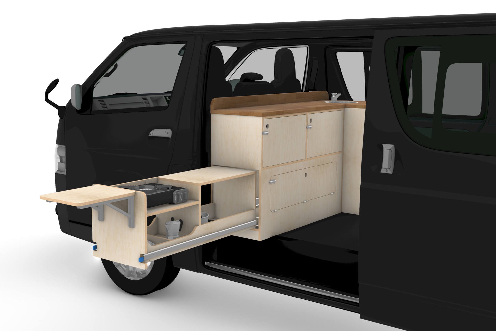Campervan Slide-Out Kitchen Plans (Left Side)