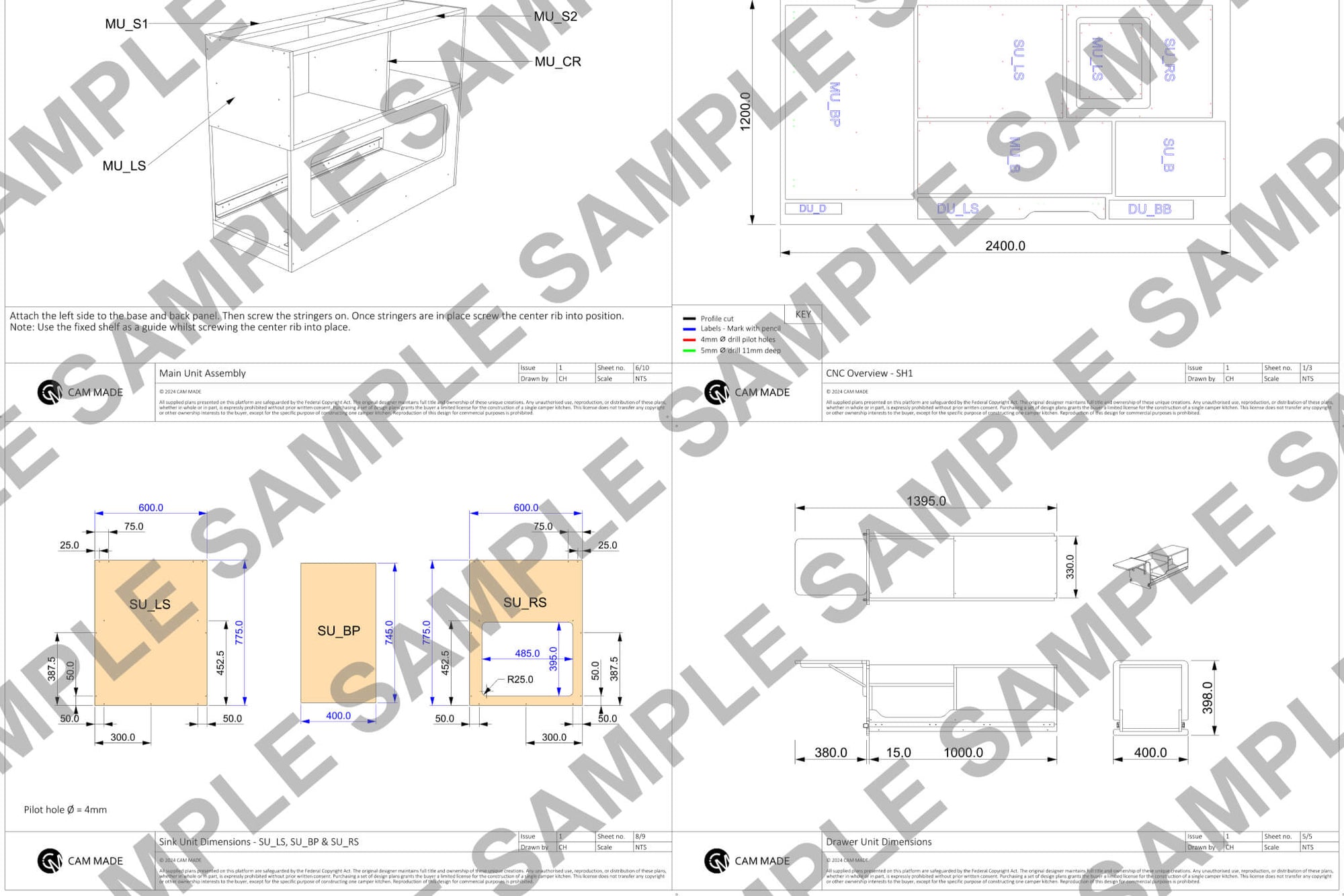 Campervan Slide-Out Kitchen Plans (Left Side)
