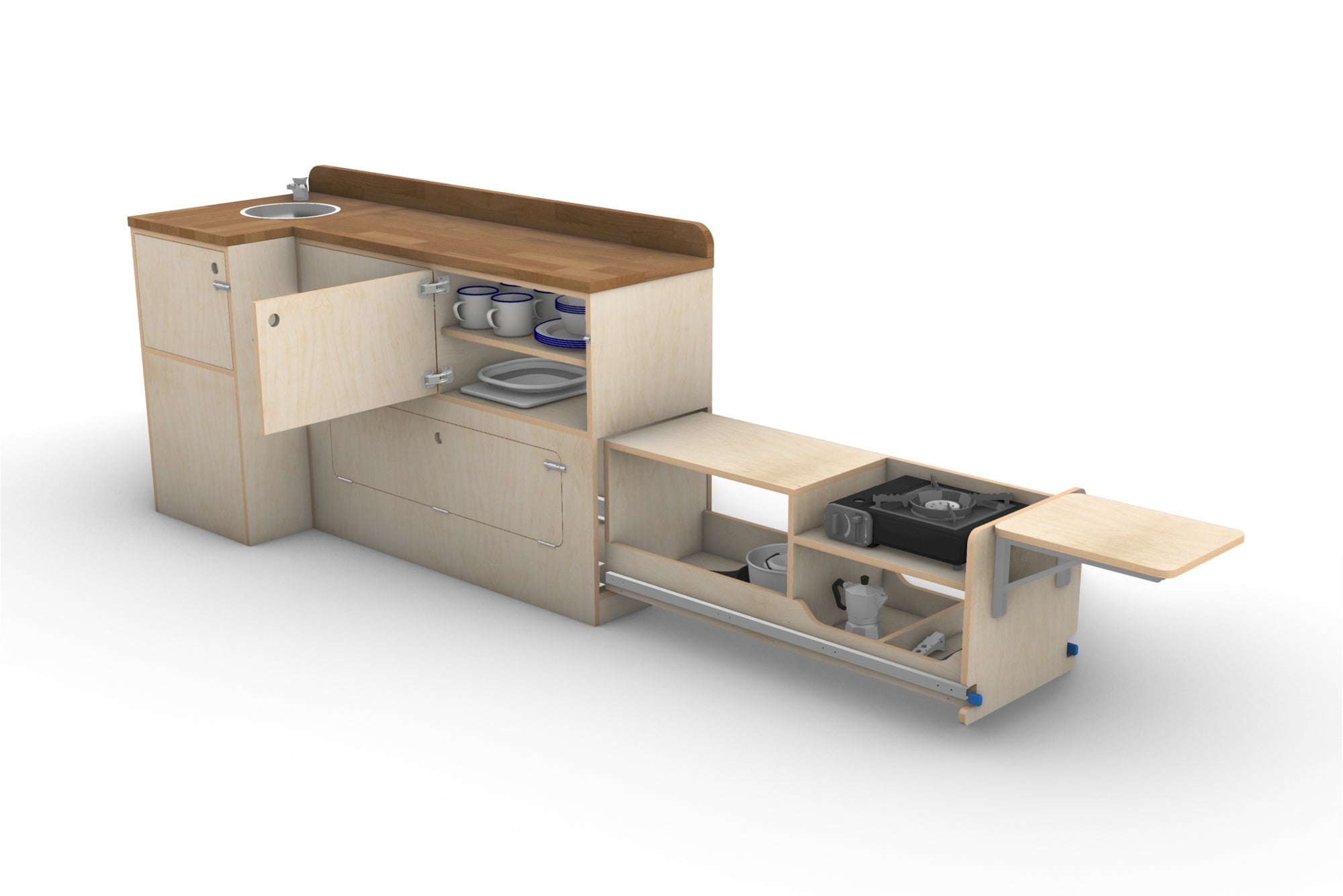 Campervan Slide-Out Kitchen Plans (Right Side)