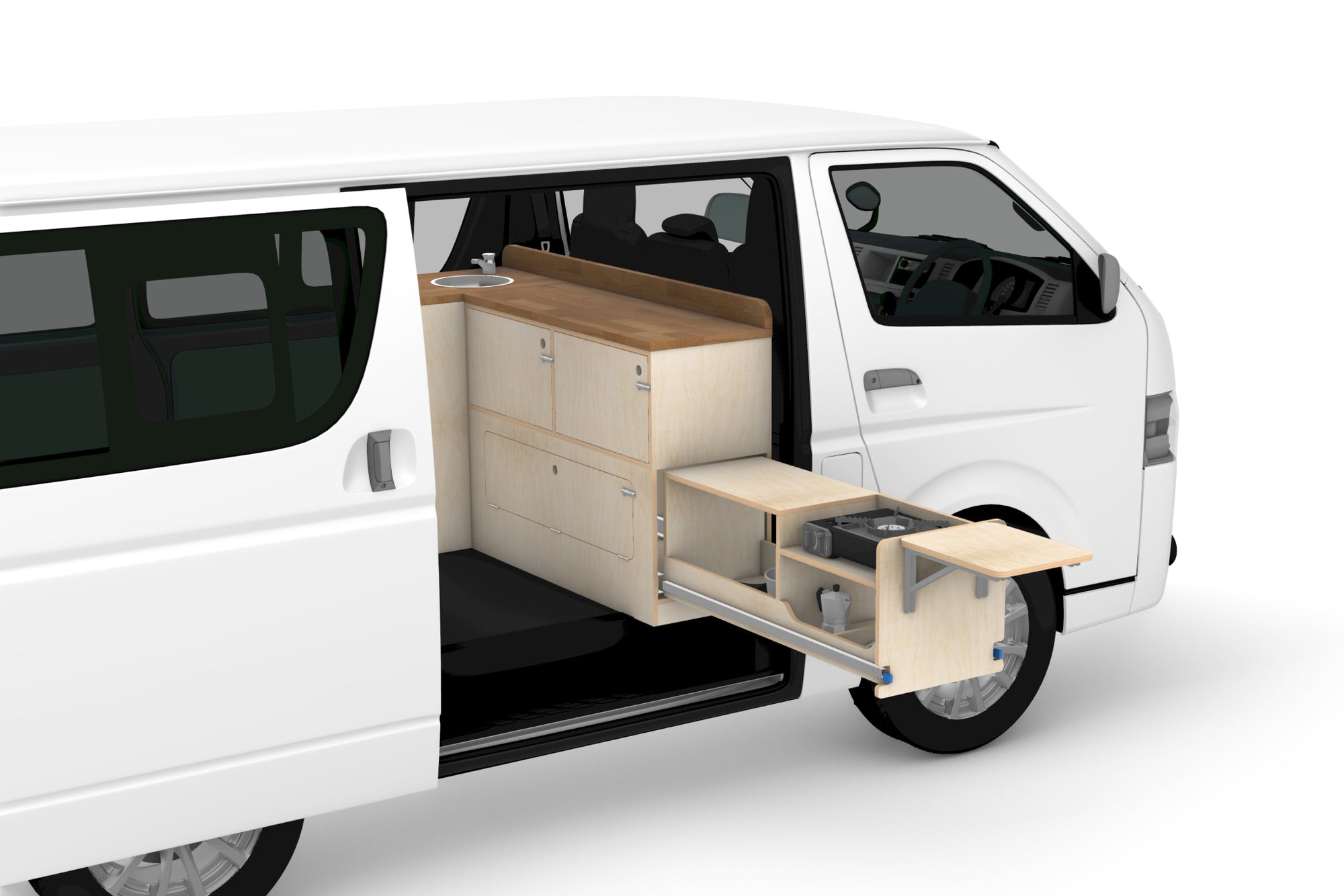 Campervan Slide-Out Kitchen Plans (Right Side)