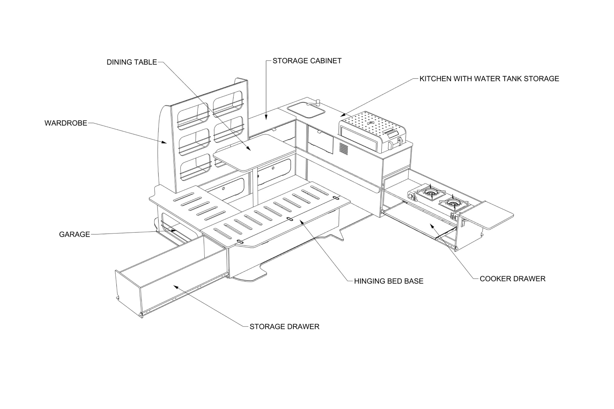 Volkswagen T5 and T6 Camper Fit Out Plans (LHD)